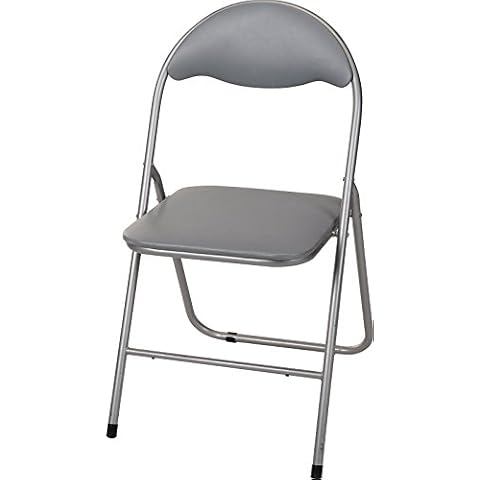 AHOC Grey Folding Chair Padded Seat Office Reception Foldable Desk Chairs Easy Storage Backrest, 43.5 x 46 x 79.5 cm (Grey) Cover