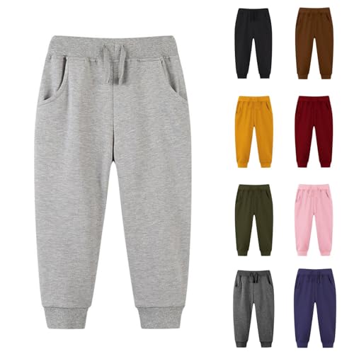 Kids Basic Solid Joggers Sweatpants Elastic Waist Casual Athletic Pants with Pockets for Girls Boys 7-15 Years2