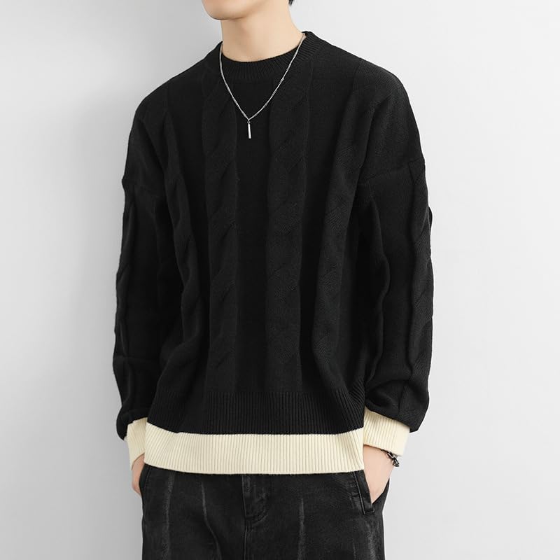 Men's Sweater Round Neck Knit Pullover Couple Base Layer Casual Long Sleeve Top for Men4