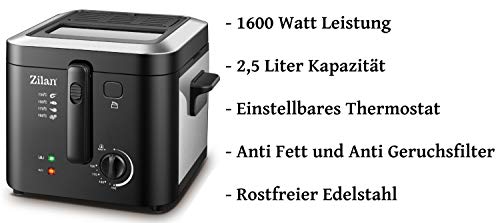 Fritteuse | 2,5 Liter Kapazität | 1600 Watt | Friteuse | Airfryer | Fritöse | Friteuse | Frittöse | Profifritteuse… – Bild 3