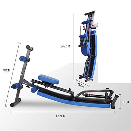 Image of Rowing Machine and Multifunctional Bench for Indoor Fitness - Supine Plank, Folding Dumbbell Bench, Crisis Bench Chair