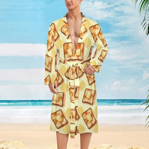 Golden Toasts Funny Men's Robe Soft Lightweight Bathrobe Long-sleeve Spa Robes2