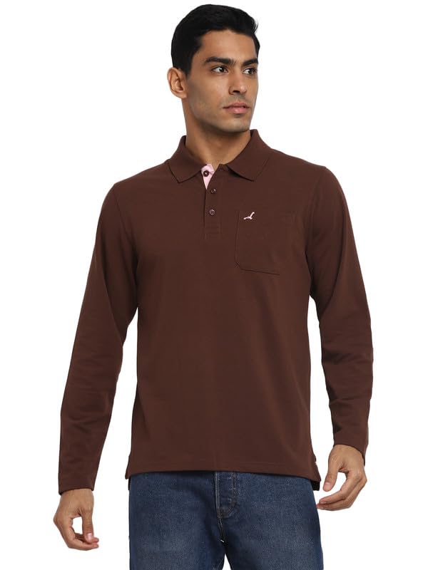 Image of AMERICAN CREW Men's Cotton-Poly Regular Full Sleeve Polo T-Shirt with Pocket