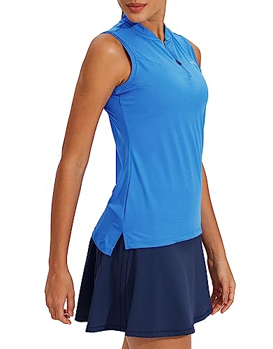 Willit Women's Sleeveless Golf Shirts Polo Tennis Tank Upf 50+ Lightweight Quick Dry Athletic Shirts Brilliant Blue L #TOP28