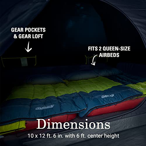 Image of Coleman Skydome Dark Room Camping Tent with Screen Porch & 5-Minute Setup, Weatherproof Tent Blocks 90% of Sunlight, Rainfly & Carry Bag Included, Made of PFAS-Free Materials