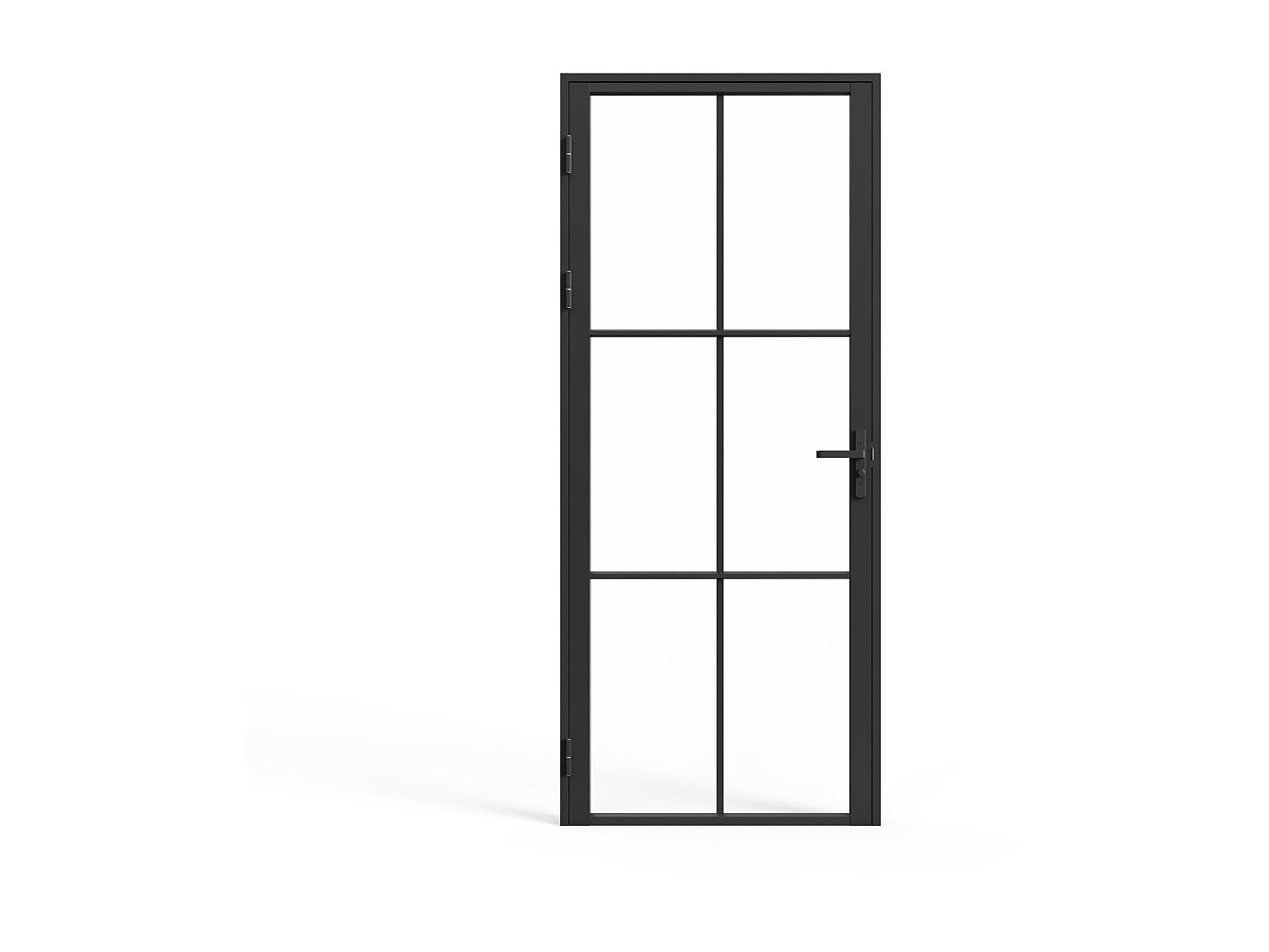 Vente-unique - Cerradura de puerta reversible H204 x L73 cm de aluminio y vidrio templado - SEROTO