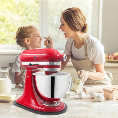 Image of Bamboo Mixer Slider Mat for Tilt Head Kitchen Aid 4.5-5 Qt Stand Mixer, Appliance sliding mat for kitchenaid Artisan 4.5-5 Qt, Countertop Storage Accessories Mixer Moving Tray Attachments Black
