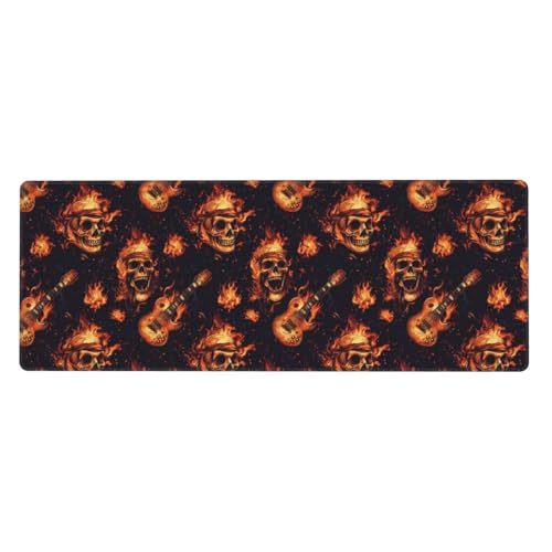 Tapis de souris de jeu base en caoutchouc et motif crâne flammes dynamiques