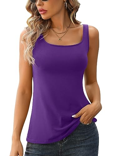 Image of V FOR CITY Tank Top for Women with Built-in Padded Bra Adjustable Wide Strap Camisole Cotton Cami Shirts