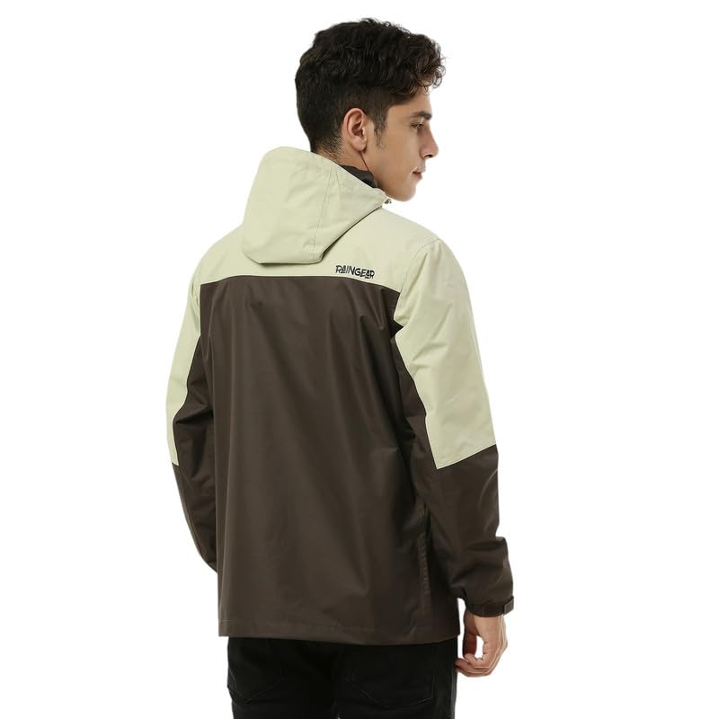 Image of Zeel Raingear Stylish Rain Jacket for Men Waterproof for Bike Riders with Adjustable Hood along with inner pockets,Waterproof Rainwear with Lightweight Polyester Jacket, ZRR002