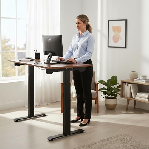 Image of YOODESK Manual Height Adjustable Table Frame Only for Office Work Non-Electric | 60 Kgs Load | Work Table for Home Sit Stand Desk with Smooth Hand Crank | 28 inch- 46 inch (71.12 cm * 116.84 cm) | Only Frame
