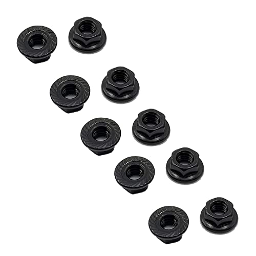 Fainwan 4MM-SERRATED-BLACK-10PCS 10 Pcs M4 Hex Self Lock Nuts 4Mm Cnc Aluminum Flanged Nylon Lock Nut Self Locking Metal Nuts Black Forrc Car Truck Buggy Crawler Drifting Wheels thumb #2