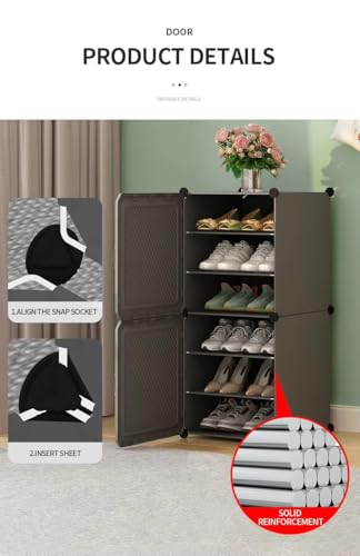 Image of LUVHOMEE Plastic Shoe Rack for Home | 1 Shlef DIY Shoe Rack with Door Magnets for Home Storage Plastic Box Organizer, Metal Door Frame, Chappal Slipper Sandals Stand (Grey-HU)