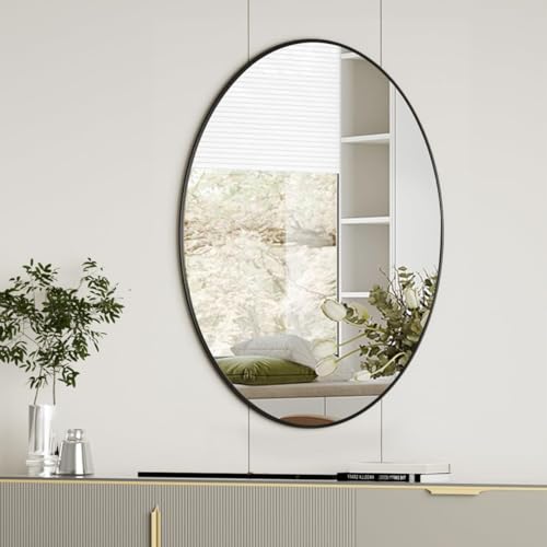 Image of Koonmi Black Oval Bathroom Mirror, 24 inchx32 inch Oval Mirror for Wall
