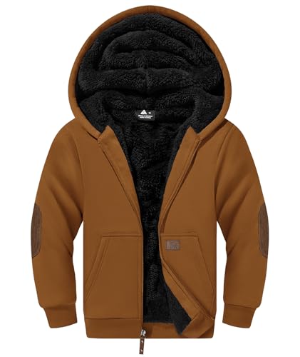 Image of Boys Zip Up Hoodie Kid Hooded Jacket | Fleece Lining,Soft Warm coat,Fall Winter Outwear for 6-15 Years Unisex,Sweatshirt Suitable for School,Outdoor
