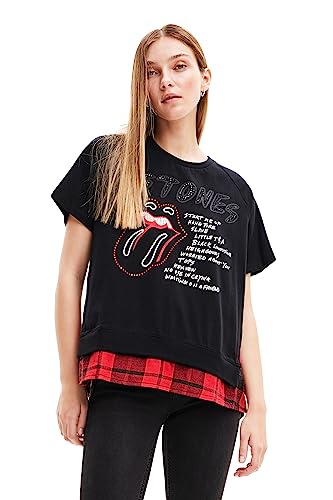 T-shirt Rolling Stones Desigual femme noir top mode rock à manches courtes en coton
