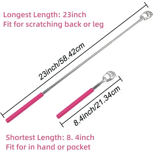 Image of WOVTE Bear Claw Extendable Pink Back Scratcher for Women 2Pack, Stocking Stuffers for Men Women Adults, Mothers Day Fathers Day Birthday Christmas Gifts for Men Women Mom Dad Husband