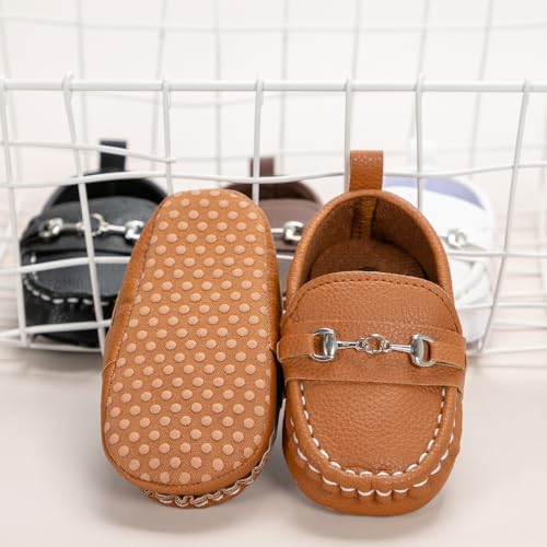 Image of Neska Moda 6 to 12 Months Baby Boys & Girls Synthetic Leather Loafer Shoes,Infant Non Slip Booties-BT4585