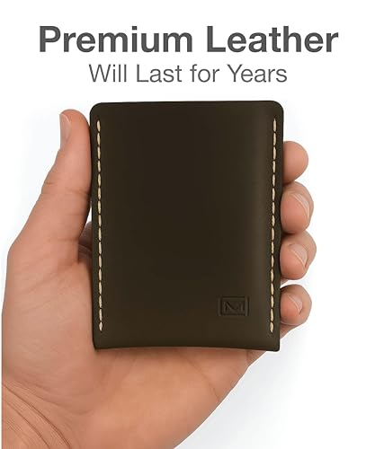 Modern Carry Slim Leather Wallet – Minimalist Card Holder for Men & Women – Front Pocket Design – Easy Card Access by Bottom Push – Premium Leather – Full Protection (Brown) - Thumbnail 5