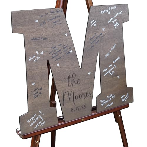 LIVIN HARMONY Wooden Personalized Wedding Guest Book Alternative for Wedding