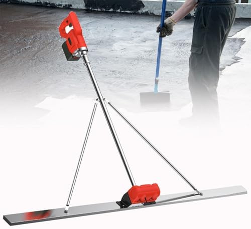 Commercial Electric Concrete Finishing Tool | 59" Power Screed Vibrating Trowel | 6000 RPM Cement Leveling Machine with 2 Batteries | Heavy-Duty Concrete Finisher