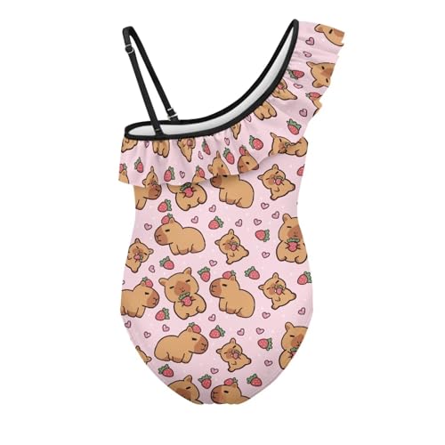 Girls One Piece Swimsuit Ruffled Halter Bathing Suit with Adjustable Strap Beach Sport Swimwear for 3-14 Years2