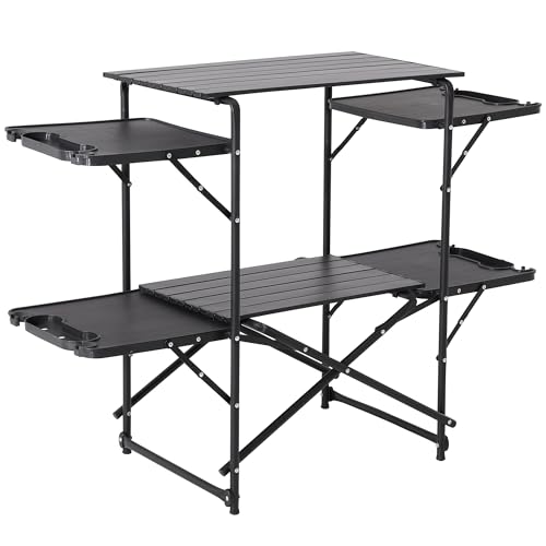 Foristrail Slim-Fold Camping Kitchen Table, Metal Folding Portable Outdoor Cook