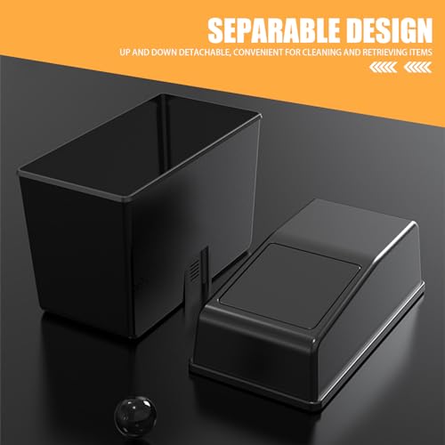 Image of Tesnaao Pack-1 Multifunctional Car Trash Can, 8.2 inch x 7.8 inch x 3.9 inch Waterproof Portable Plastic Vehicle Storage Accessories with Lid, Universal Automotive Trash Can for Office Home Truck SUV Car (Black)