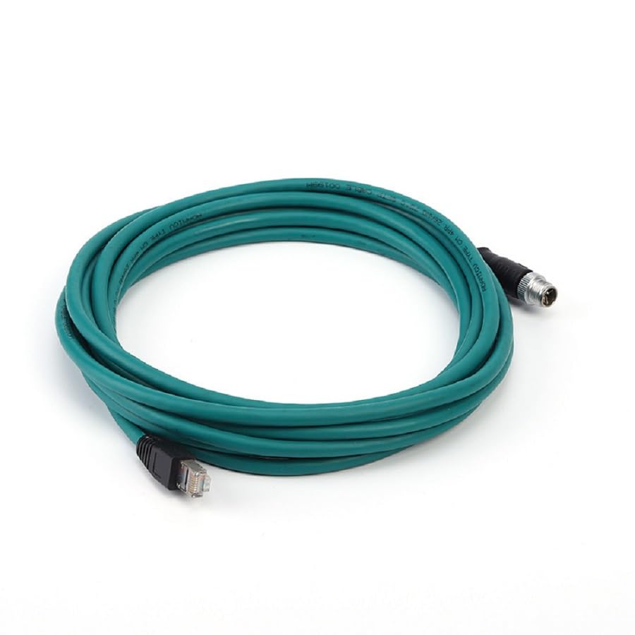 M12 Ethernet Cable X-Coded 8pin Male to RJ45 Ethernet Cat6a PUR Jacket 26AWG High-Flex Shielded Waterproof Cable for Cognex Industrial Camera (196.85 in/5M)