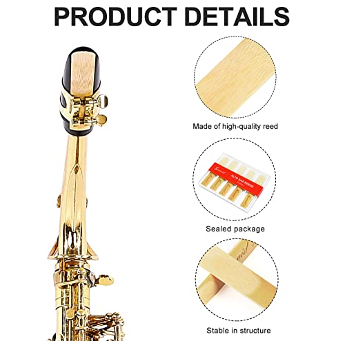 Image of 10 Pack Professional Alto Saxophone Reeds with Plastic Box, Strength 3.0 Alto Sax Reeds, Laser Engraved Marking & Thinner Reed Tip for Easy of Play, Traditional Reeds for Saxophone Alto