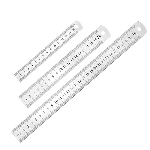 RESTALLADNWEST Juego de 3 reglas de acero inoxidable, 6 8 12 pulgadas (15 20 30cm) regla de borde recto de metal de precisión para oficina, hogar, universidad, manualidades, ingeniería, trabajo