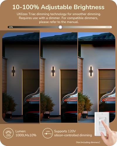 Image of EDISHINE LED Outdoor Wall Lights, 15.7 inch Modern Outdoor Sconce, Oil Bronze