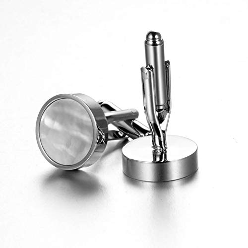 Mancuernillas redondas clásicas plateadas para hombre miniatura 3