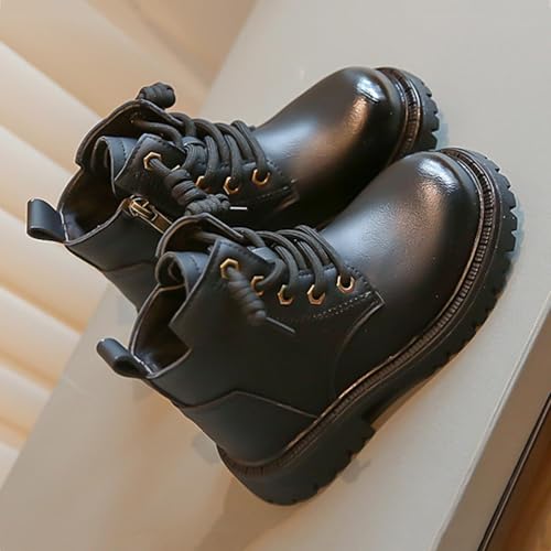 Girls Boys Ankle Boots Winter Lace-up Side Zipper PU Leather Boot Fashion Warm Waterproof Outdoor Booties for Kids4