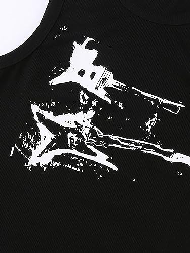 LQI Women's Tank Tops, Guitar Ribbed Summer Tops Sleeveless Y2K Crop Tops4