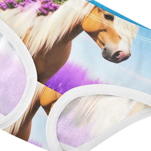 Realistic Horse Purple Field Little Girl Panties Girls Underwear Toddler Cotton Stylish Kids Undies Briefs 2t4