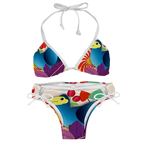 Bikini oiseau pour femme maillot de bain multicolore taille unique M