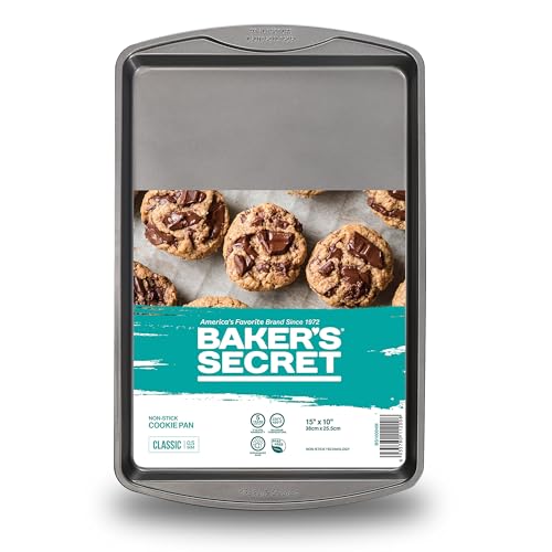 Baker's Secret Nonstick Cookie Sheet 15in baking area, Baking Tray for Oven Premium Food-Grade Coating, Non-stick Cookie Sheets, Baking Accessories - The Classic Collection (1x Medium 15