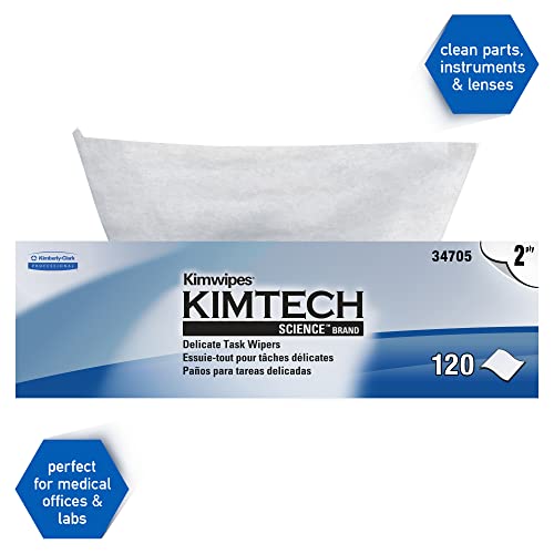 Kimtech 34705 Kimwipes Delicate Task Wipers, 2-Ply, 11 4/5 x 11 4/5, 120 per Box (Case of 15 Boxes),White