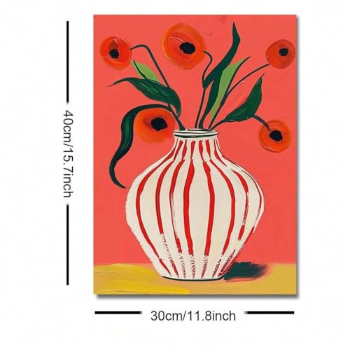 Poster rétro fleurs rouges 60x90cm vintage et bohème pour salon - 5