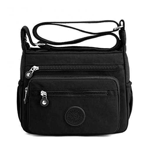 Milky Way Sac à bandoulière imperméable multi-poches pour femme, Noir , taille unique Cover