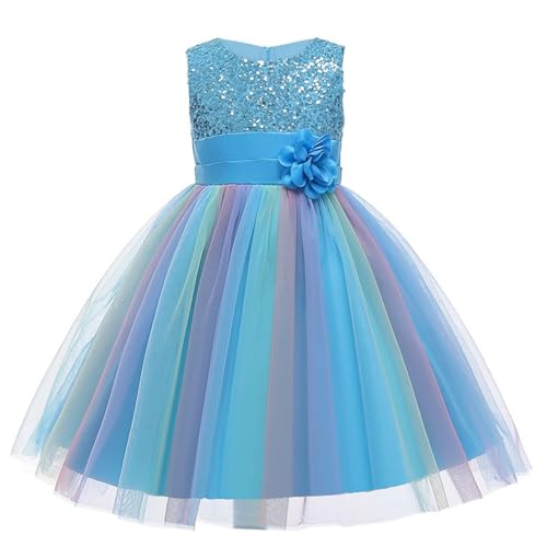 M MUNCASO Mädchen Prinzessin Kleid Pailletten Tüll Blume Regenbogen...