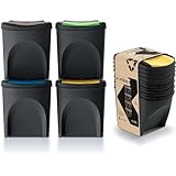 Abfallsammler Farben: Weiß, Grau, Anthrazit. Schwingdeckelfarben je Eimer: Gelb, grün, blau, braun