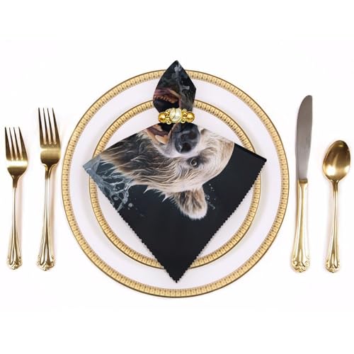 Servilletas de Tela Bear Holding Fish 18.7x18.7 Pulgadas miniatura 3