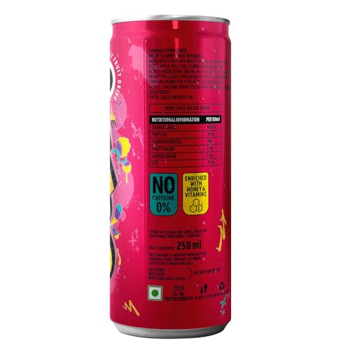 Image of Rio Wild Berry Bubbly Fruit Drink Can | Soft Drink | Exotic Fruit Juice + Fizz | Rich In Vitamin C and Honey | Pack of 24 | 250 ml