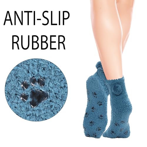 Image of Violet Mist Women Funny Fuzzy Bunny Socks Cute Rabbit Fluffy Non-slip Grip Socks Warm Slipper Sock Easter Gifts Girls