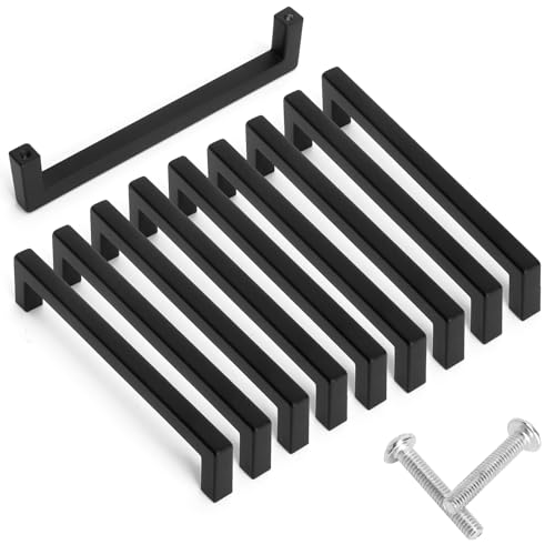 Poignées meuble noir 128mm poignée meuble cuisine poignées tiroir - poignées meuble noir mat moderne solide pour placard porte armoire cuisine, aluminium...