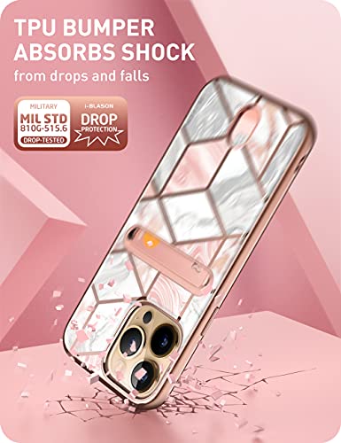 Image of i-Blason Thermoplastic Polyurethane Cosmo Wallet Case For Iphone 13 Pro 6.1 Inch (2021 Release), Slim Designer Wallet Protective Case With Card Holder Marble