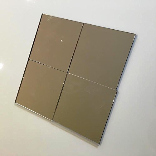 Square Tiles by Super Cool Creations, Silver Mirror - Pack of Ten - 15cm x 15cm