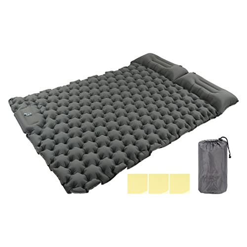WIHFHGZ Esterilla de Camping Auto - Inflable, Nylon Impermeable, 196x125x9 cm Gris - Soporte Ergonómico, Inflado en 60 s, Ideal para Camping